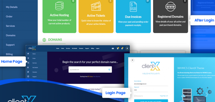 Item cover for download ClientX - WHMCS Client Area Theme